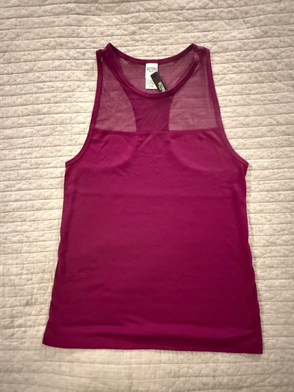 PINK Victoria's Secret Raspberry Mesh Yoke Tank